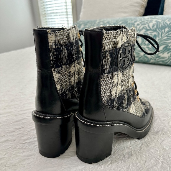 Tory Burch Miller Wool Lug Sole Boucle Tweed Ankle Booties size 8.0 - Picture 4 of 6